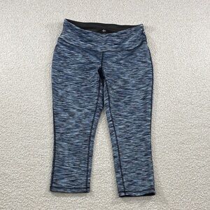 Women's medium Blue Patterned 3/4 Leggings reversible also black